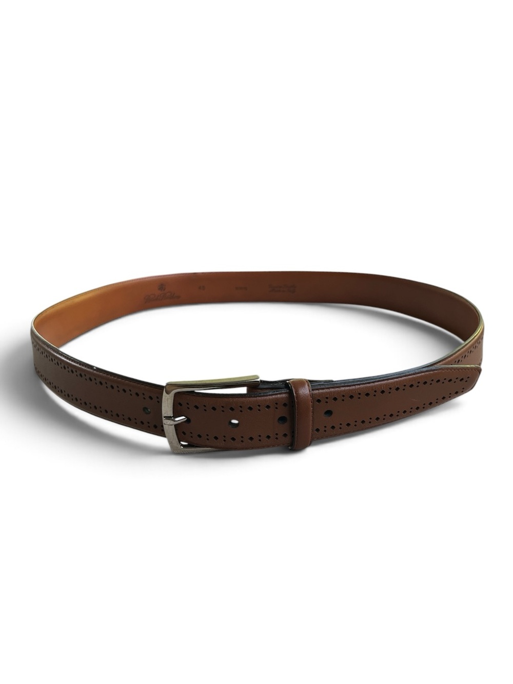 Brooks Brothers Leather Perforated Dress Belt with Silver Buckle